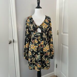 Obey Black and Yellow Bishop Sleeve Sundress